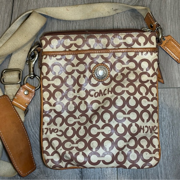 Coach Crossbody Shoulder Bag – Brown Signature Print - Picture 1 of 10